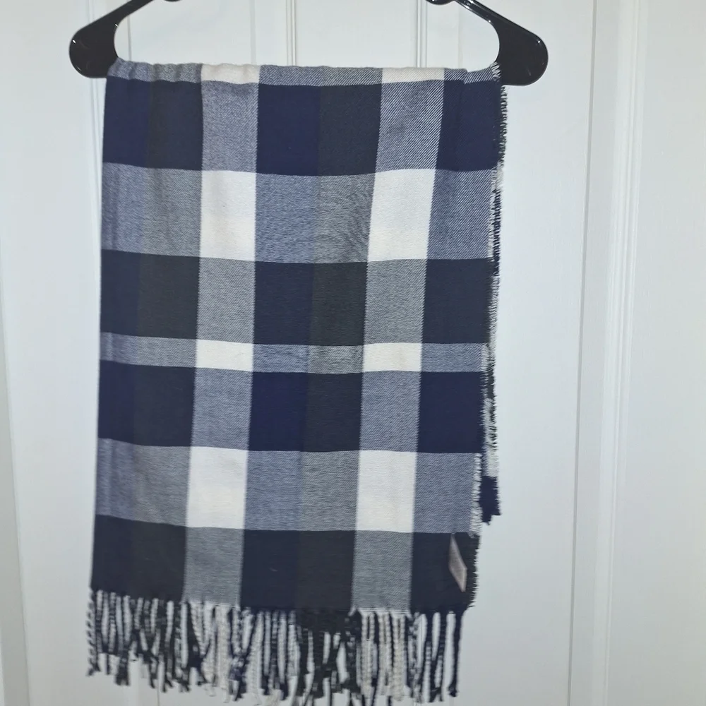 Plush Apparel Blue White Checkered Scarf